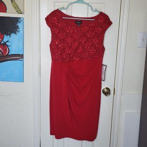 NWT Connected Apparel red sequin wrap dress Size 14W